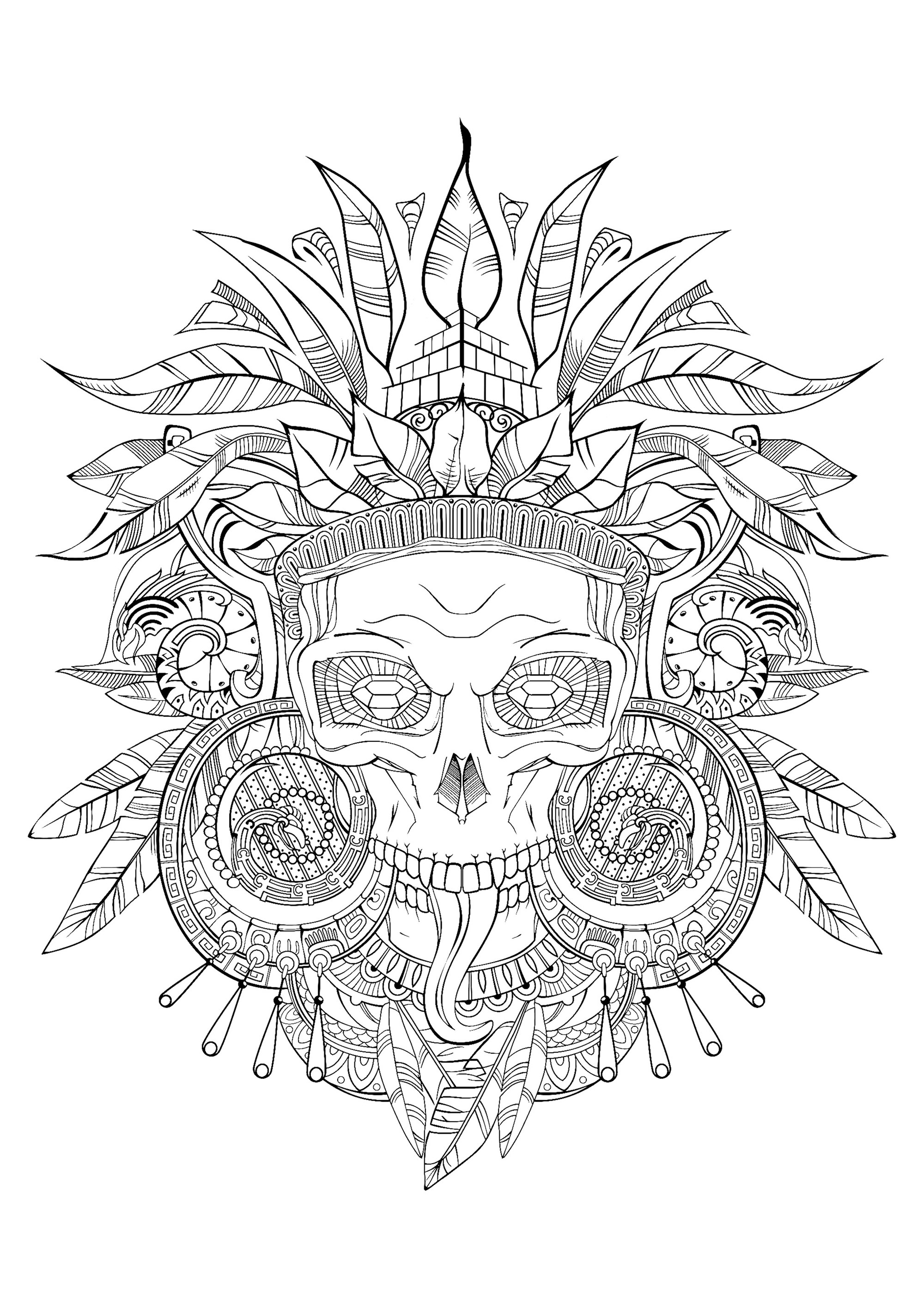 Crâne aztèque - noir & blanc, Source : 123rf   Artiste : redspruce