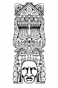 Coloriage adulte totem inspiration inca maya azteque 1