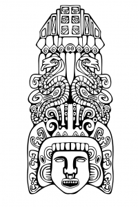 Coloriage adulte totem inspiration inca maya azteque 2