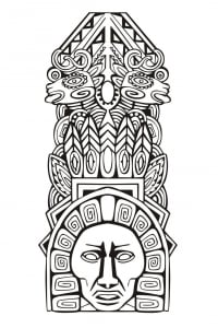 Coloriage adulte totem inspiration inca maya azteque 5