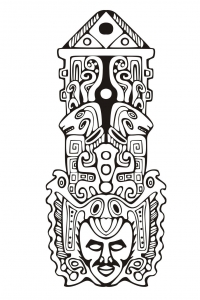 Coloriage adulte totem inspiration inca maya azteque 7