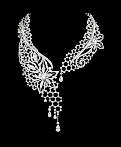 Coloriage de Mode, vêtements et bijoux à imprimer pour adultes : Collier-diamants-1