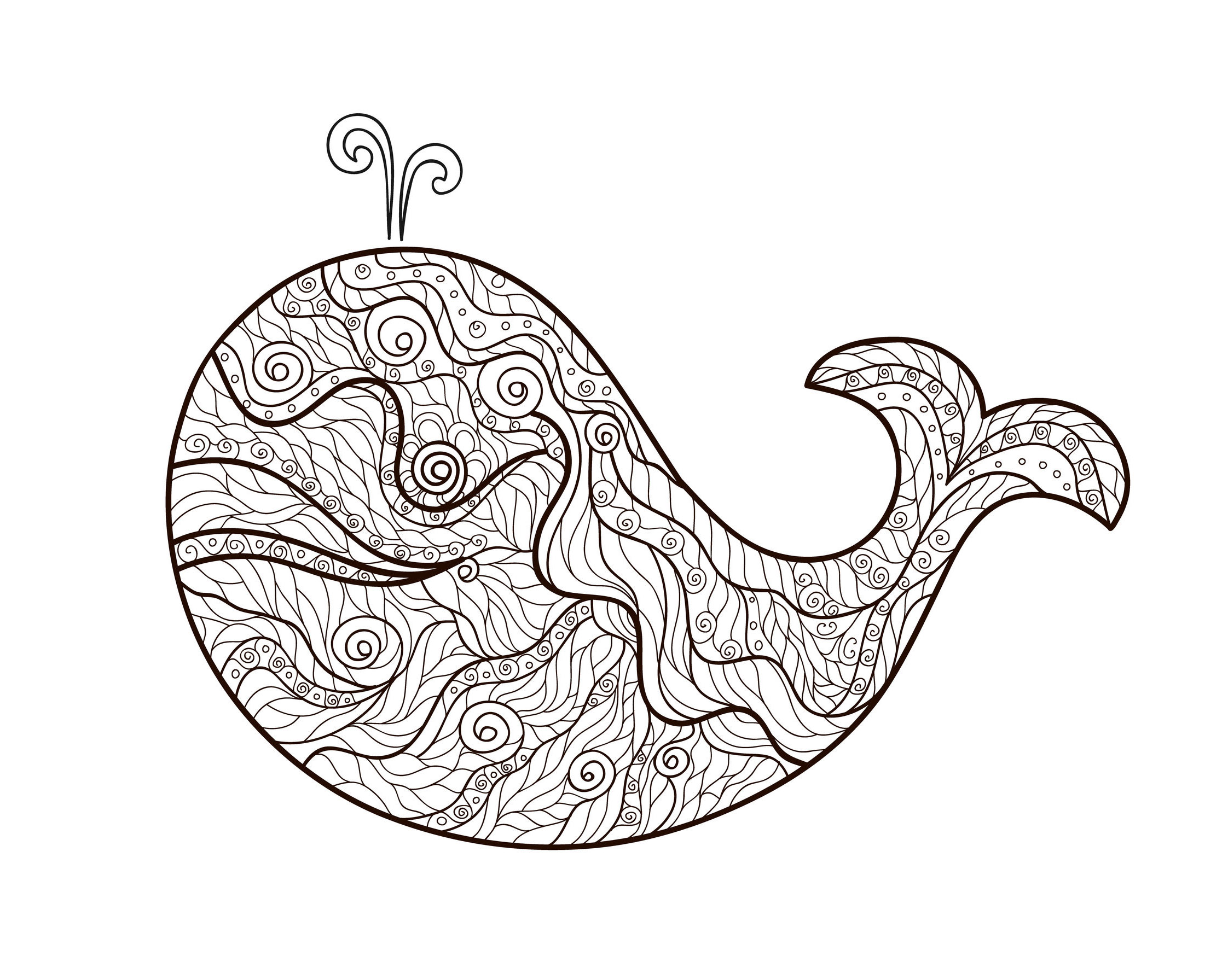 Zentangle baleine par meggichka  Mondes aquatiques  Coloriages