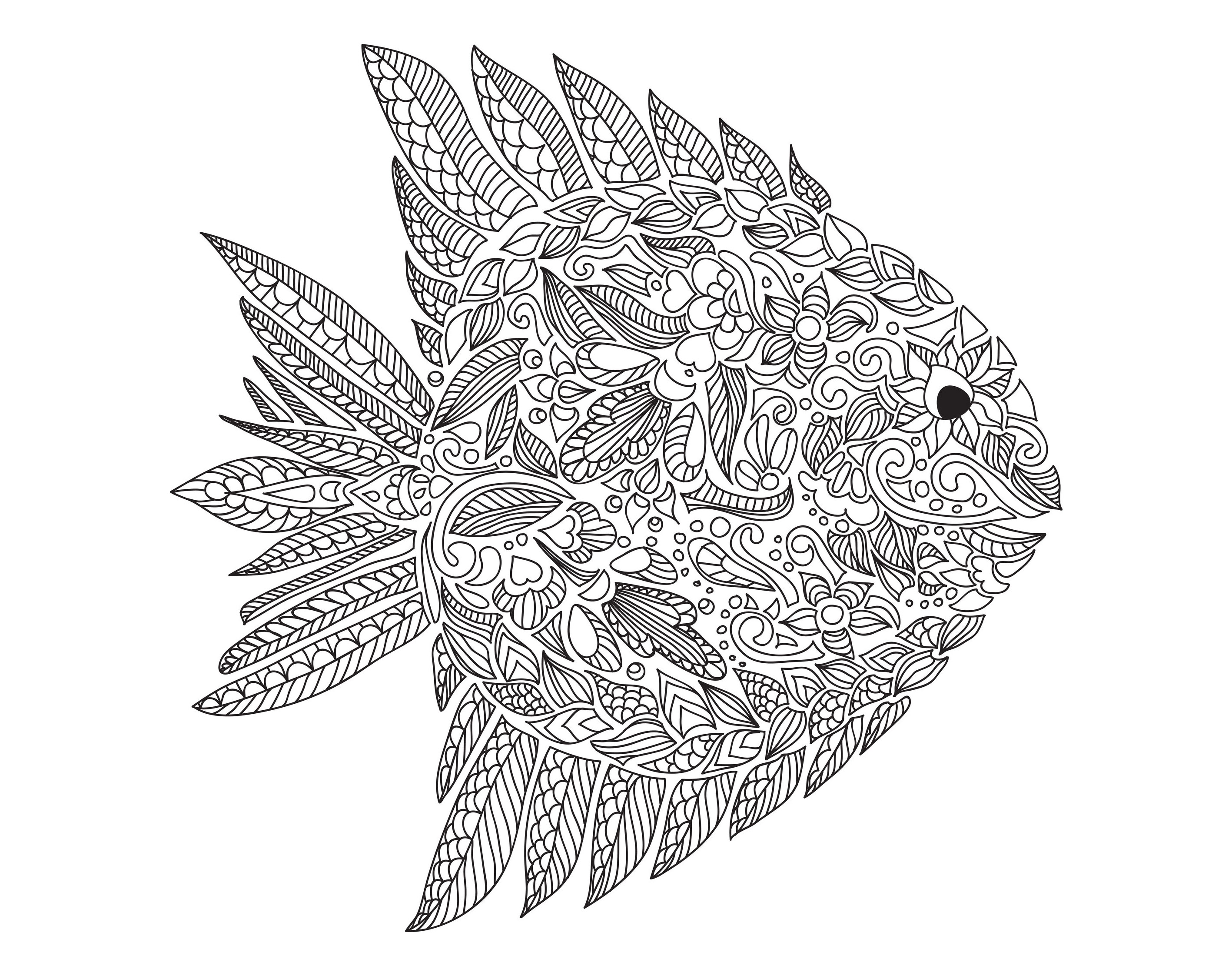 Superbe coloriage pour adulte de poisson style Zentangle par Artnataliia