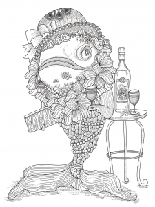 Coloriage adulte poisson humour