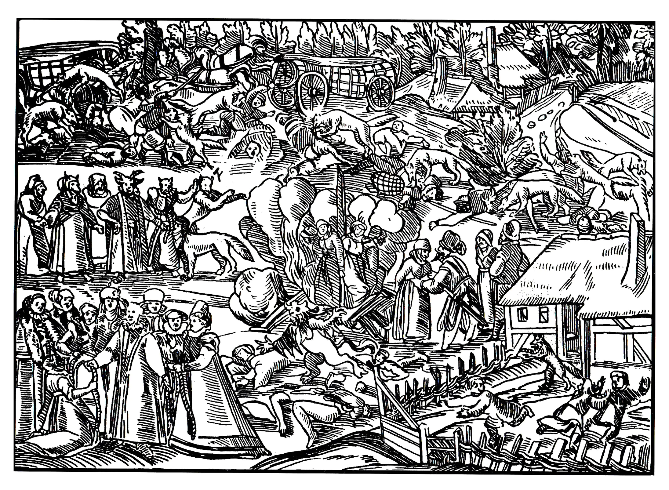 Sabbats sorcieres (Coloriage de Moyen Âge à imprimer pour adultes)