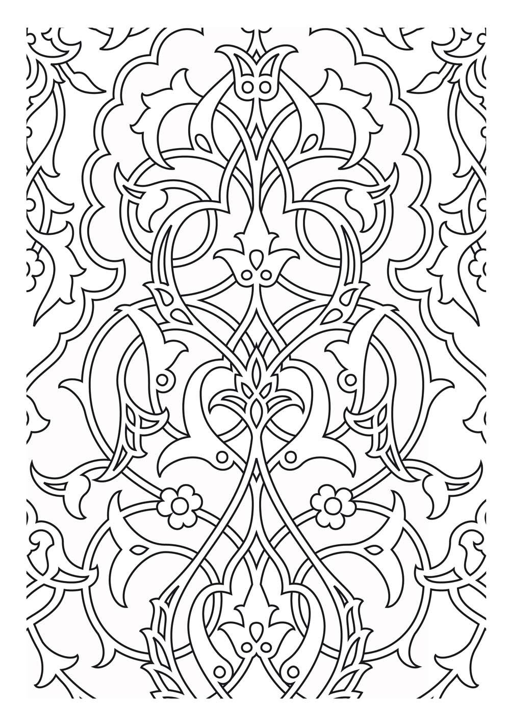 Motif médiéval de tapisserie, pouvant servir d'inspiration, ou de simple coloriage