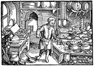 Coloriage adulte medieval cuisinier