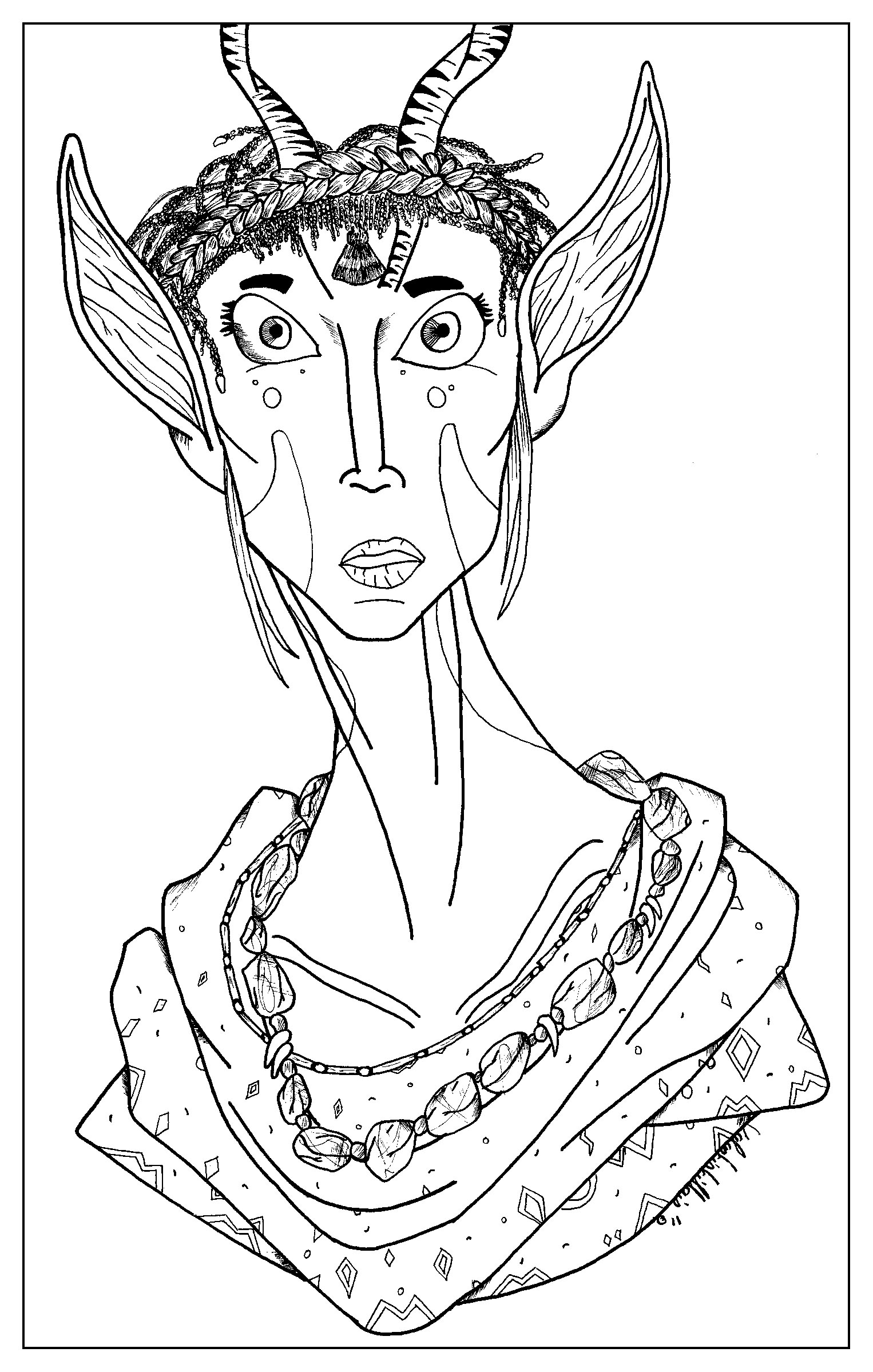 coloriage d'une antilope humanoide, Artiste : Valentin