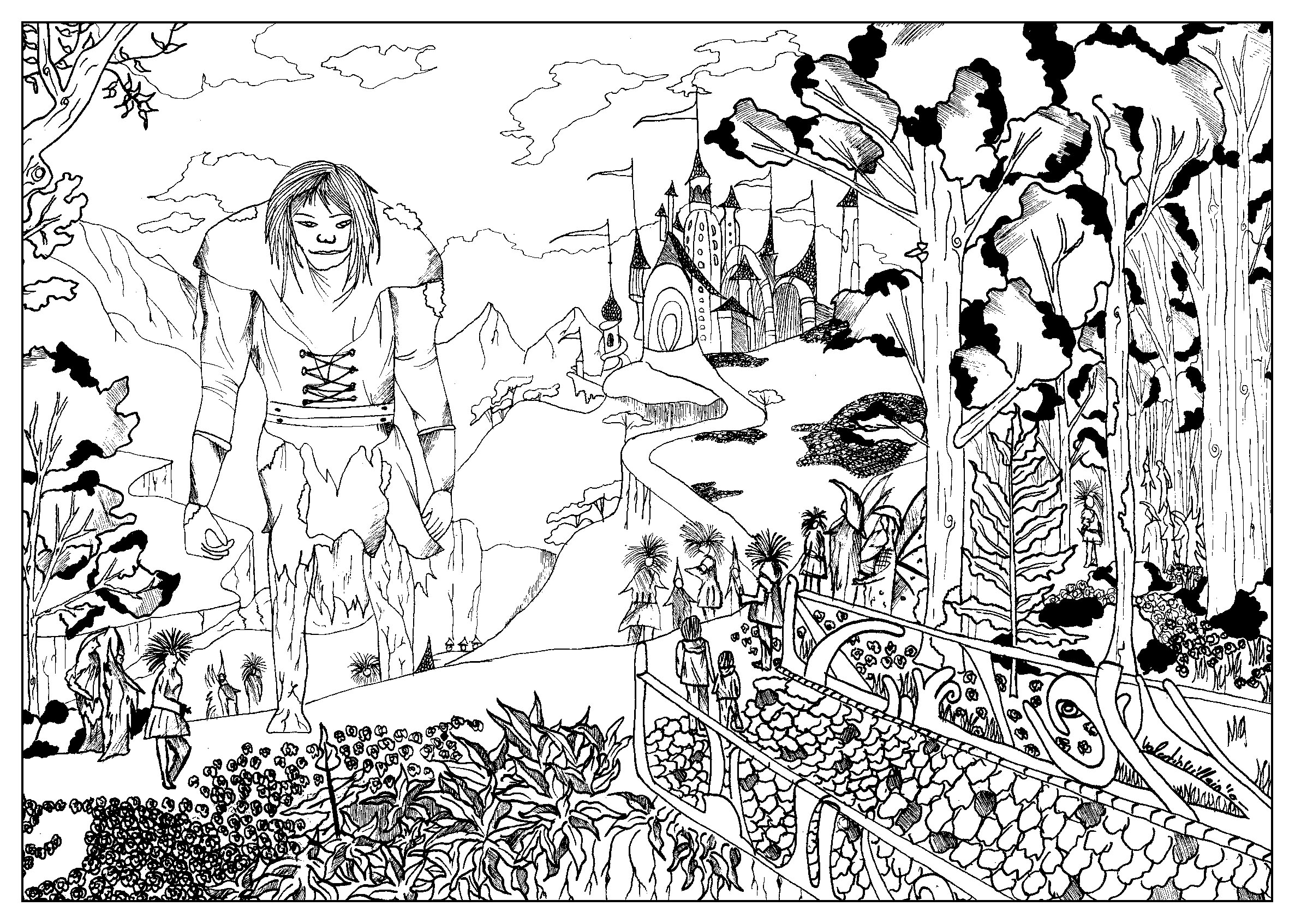 Coloriage inspiré du film Le Secret de Terabithia, Artiste : Valentin