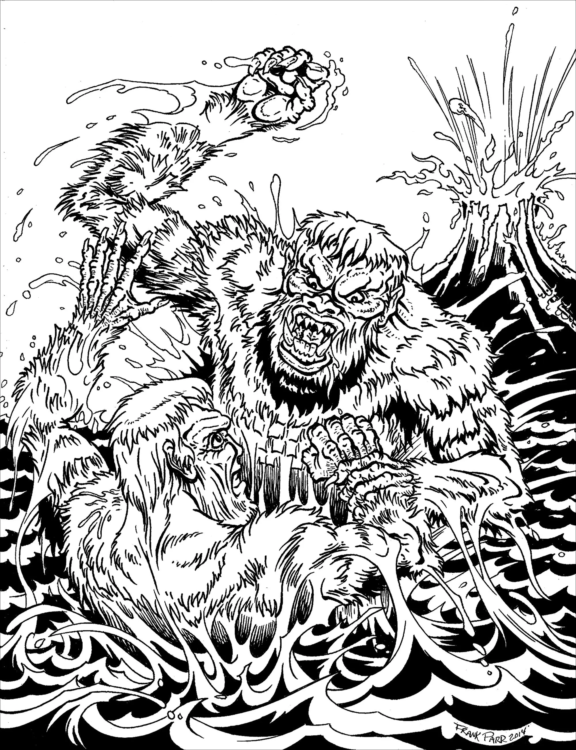 The war of the Gargantuas (Coloriage de Mythes et légendes à imprimer pour adultes)