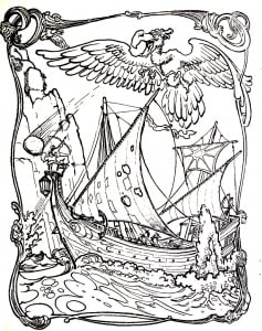 Le voyage de Simbad dans un coloriage haute qualité (Coloriage de Mythes et légendes)