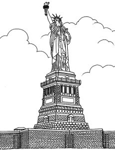 Coloriage de New York à imprimer pour adultes : New-york-statue-liberte