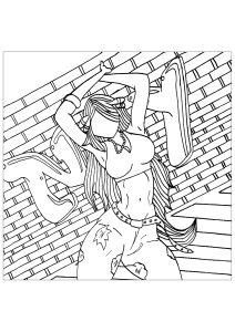 Coloriage de à imprimer pour adultes : Fille New York