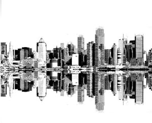Coloriage de à imprimer pour adultes : New york city skyline over the hudson river