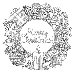 Coloriage circulaire "Merry Christmas"