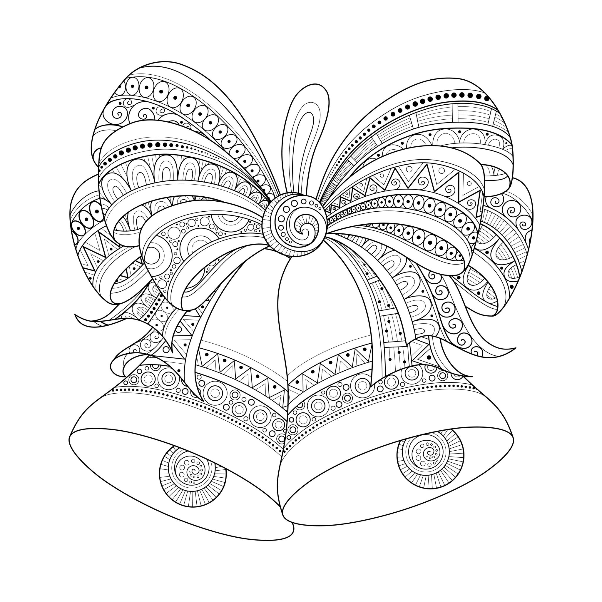 coloriage cloches de noel zentangle style par irinarivoruchko