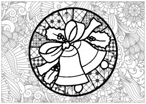 Coloriage complexe cloches noel