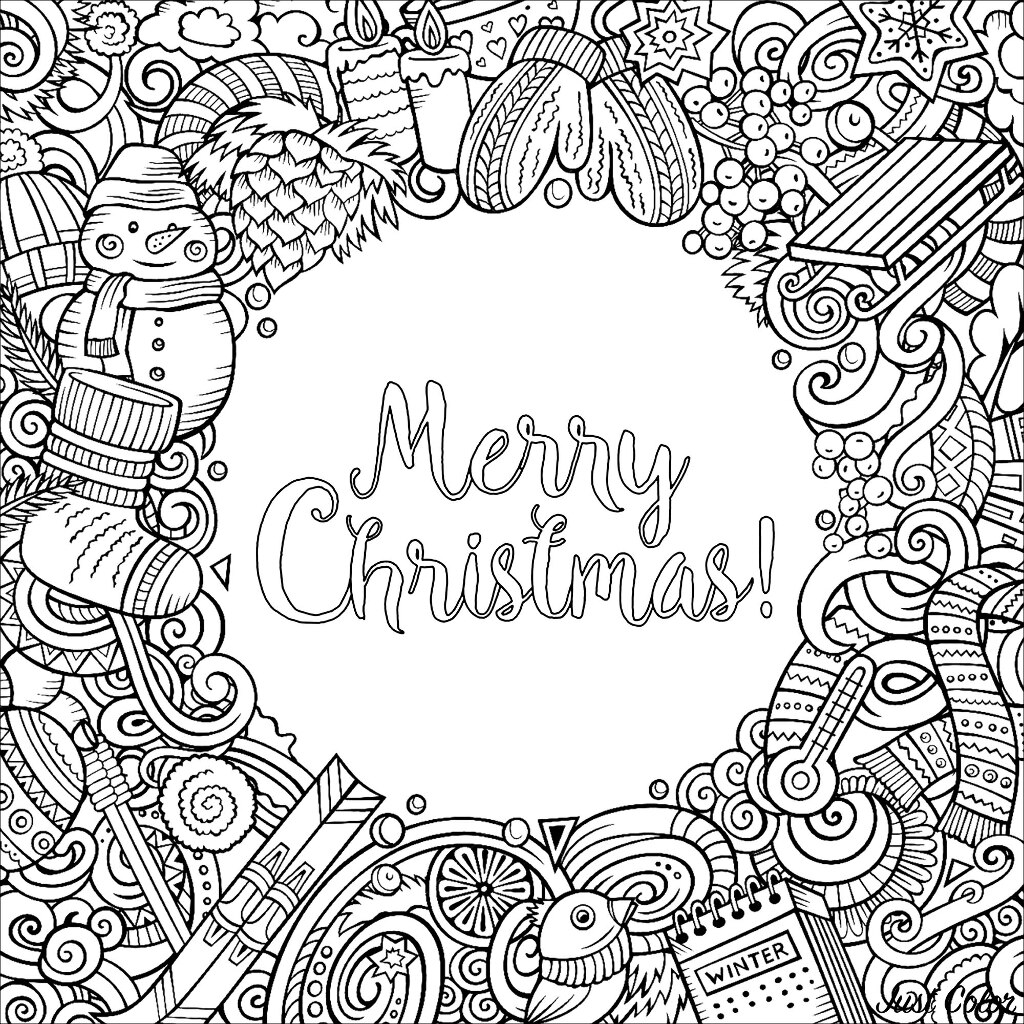 Coloriage Carré Merry Christmas Noël Coloriages