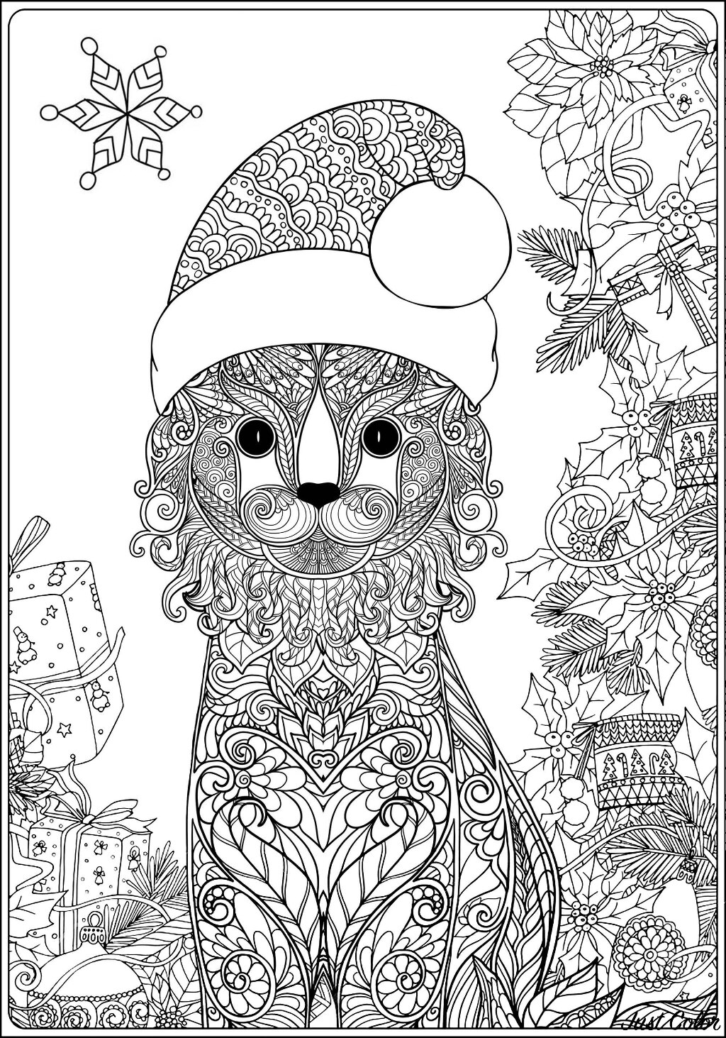 Joli Chat Et Son Chapeau De Père Noël Noël Coloriages