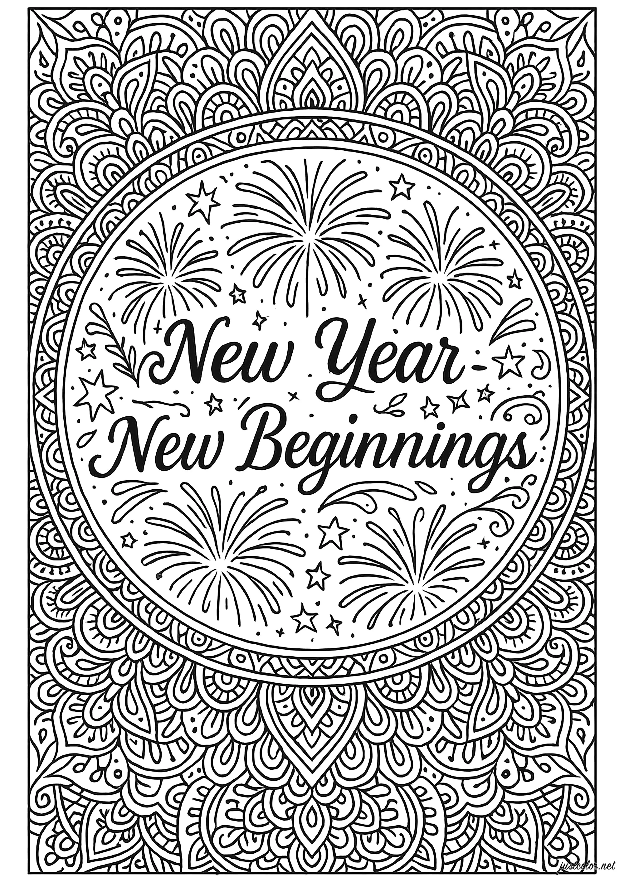 Nouveaux départs pour la nouvelle année (Coloriage à imprimer pour adultes)