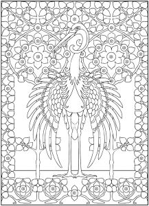 Coloriage adulte grand heron majestueux