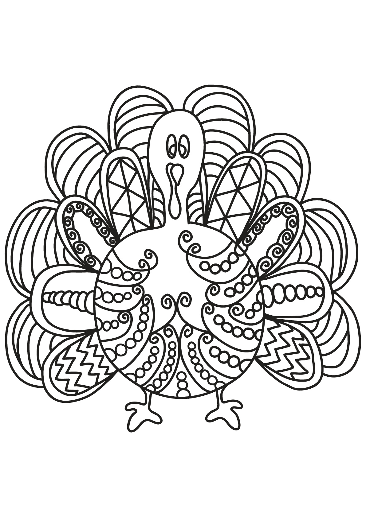 Coloriage Livre gratuit dindon Dindon et jolis motifs