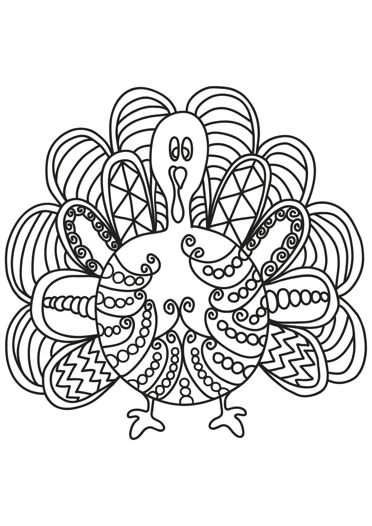 Livre gratuit dindon (Coloriage d'Oiseaux à imprimer pour adultes)