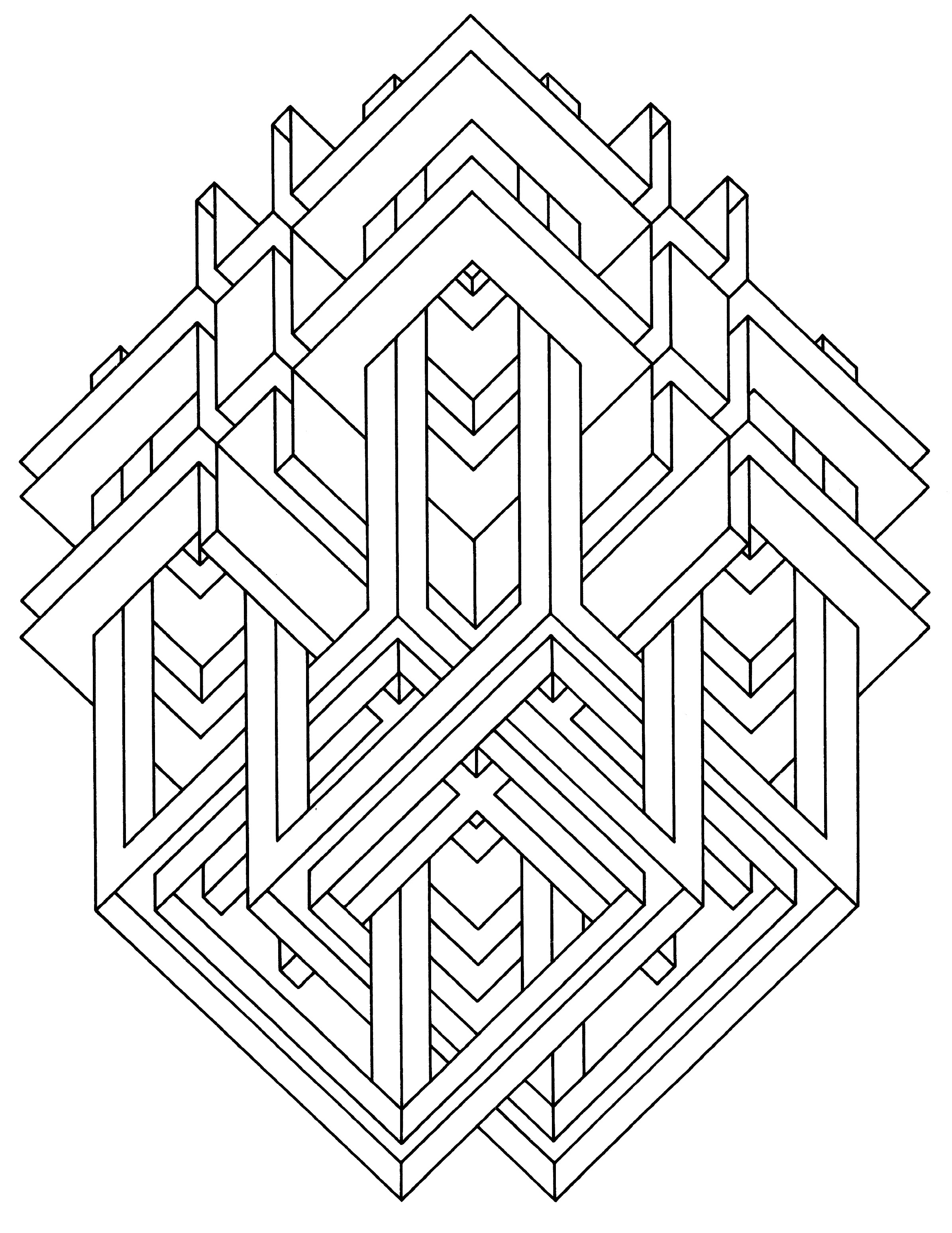 Coloriage Op Art (par l'artiste Jean Larcher)