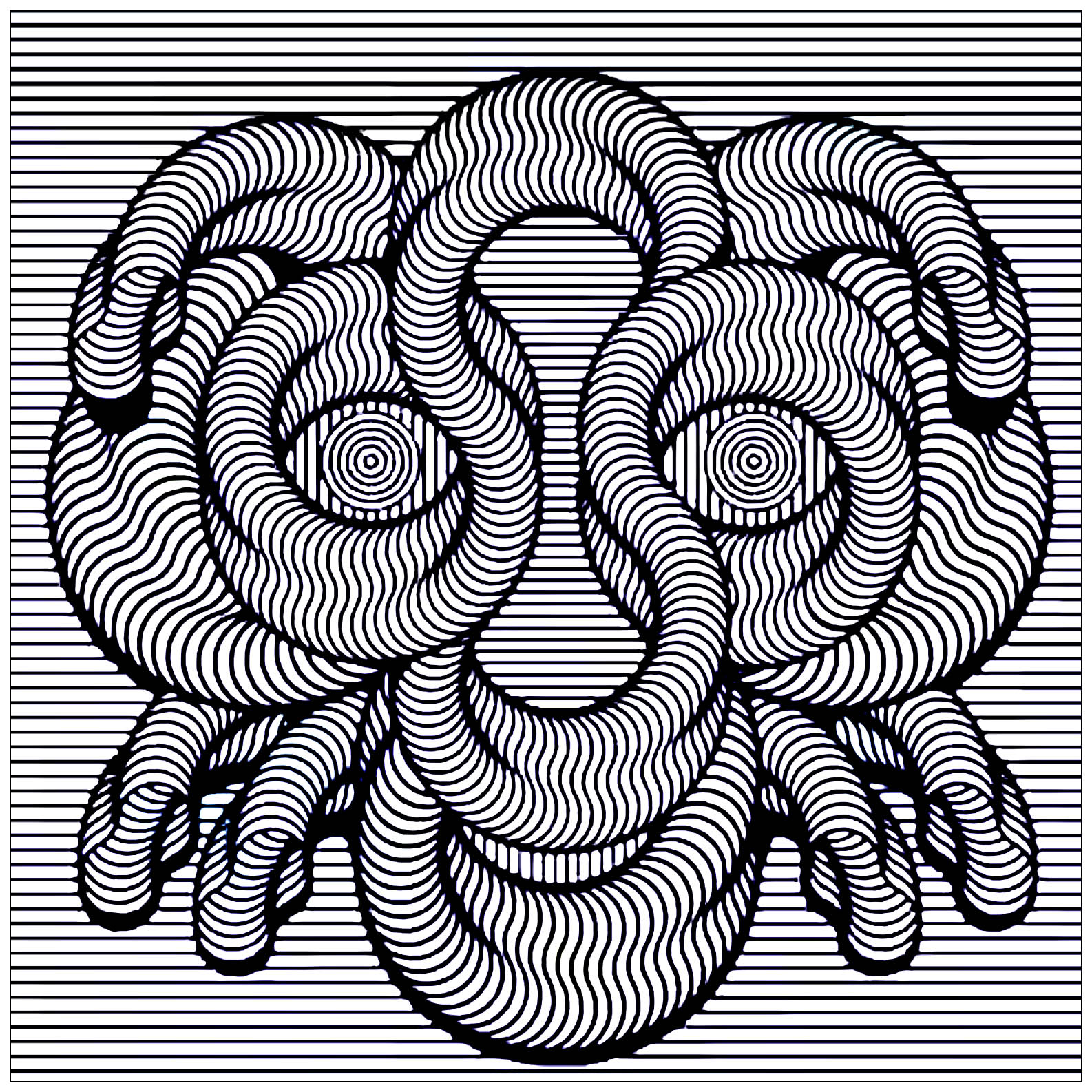 Coloriage d'Art Optique : Visage hypnotique Coloriage d'Art Optique à imprimer pour adultes : Visage hypnotique