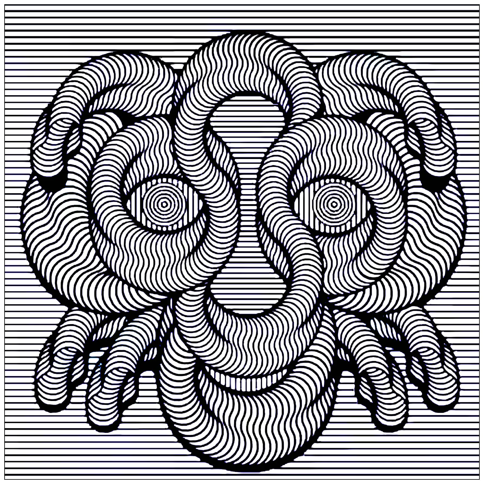Visage hypnotique (Coloriage d'Art Optique à imprimer pour adultes)