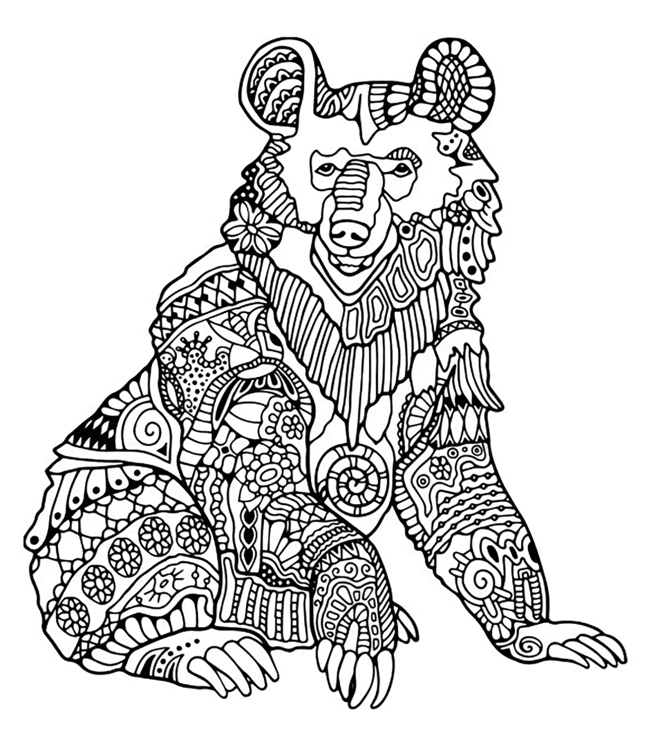 Ours - 1 (Coloriage à imprimer pour adultes)