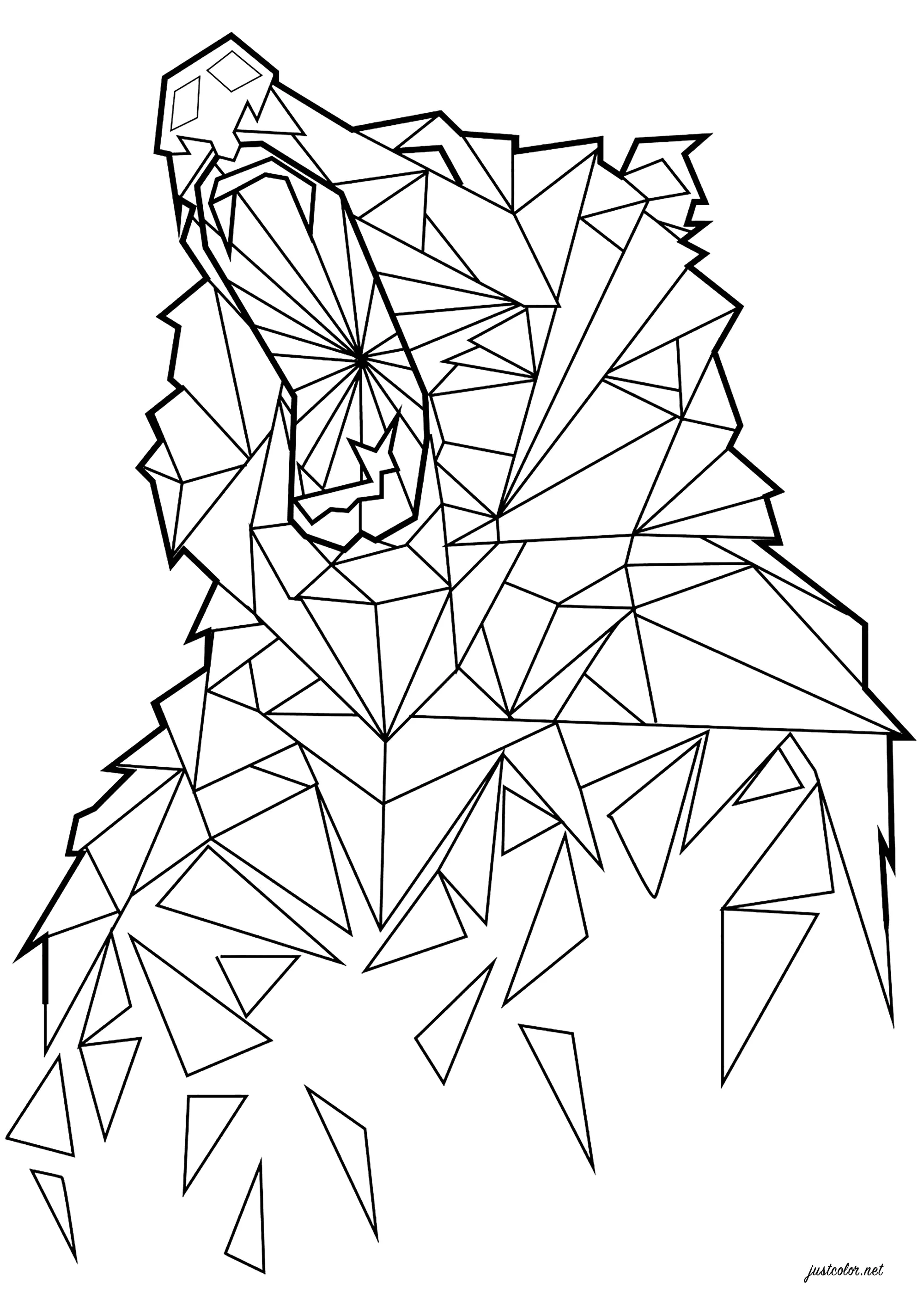 Ours triangles (Coloriage d'Esteban à imprimer pour adultes)