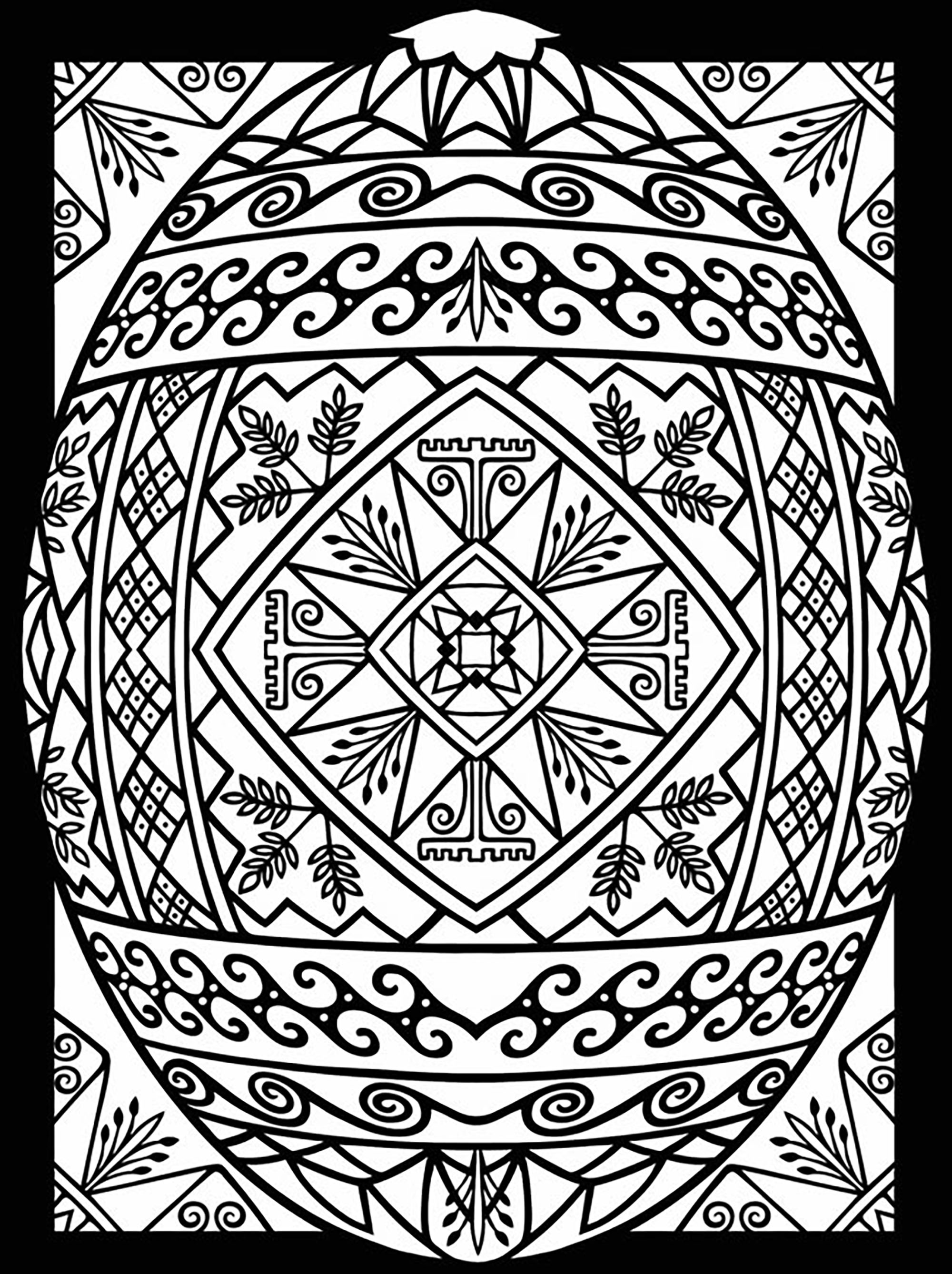 Oeuf de Pâques avec nombreux motifs élégants Oeuf de Pâques avec nombreux motifs élégants