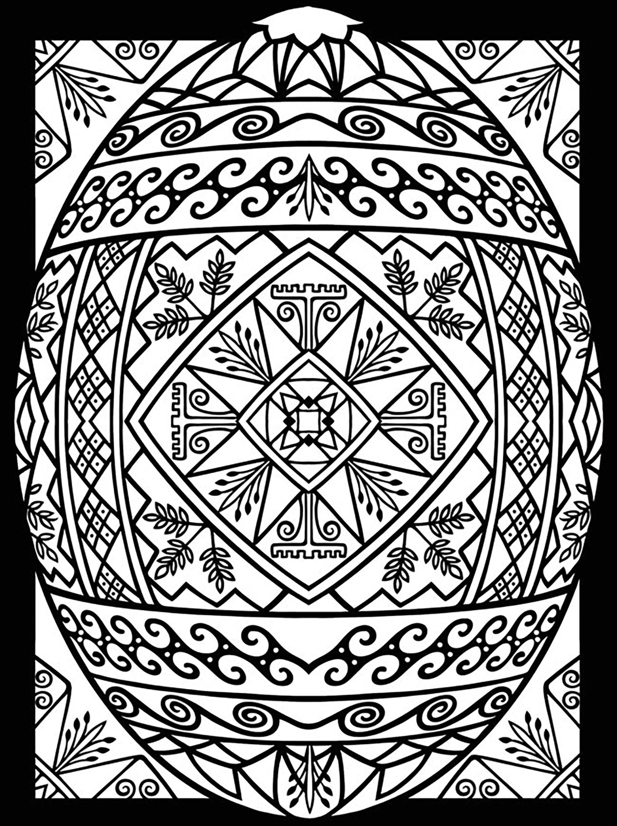 Oeuf paques avec large bordure - 1 (Coloriage à imprimer pour adultes)