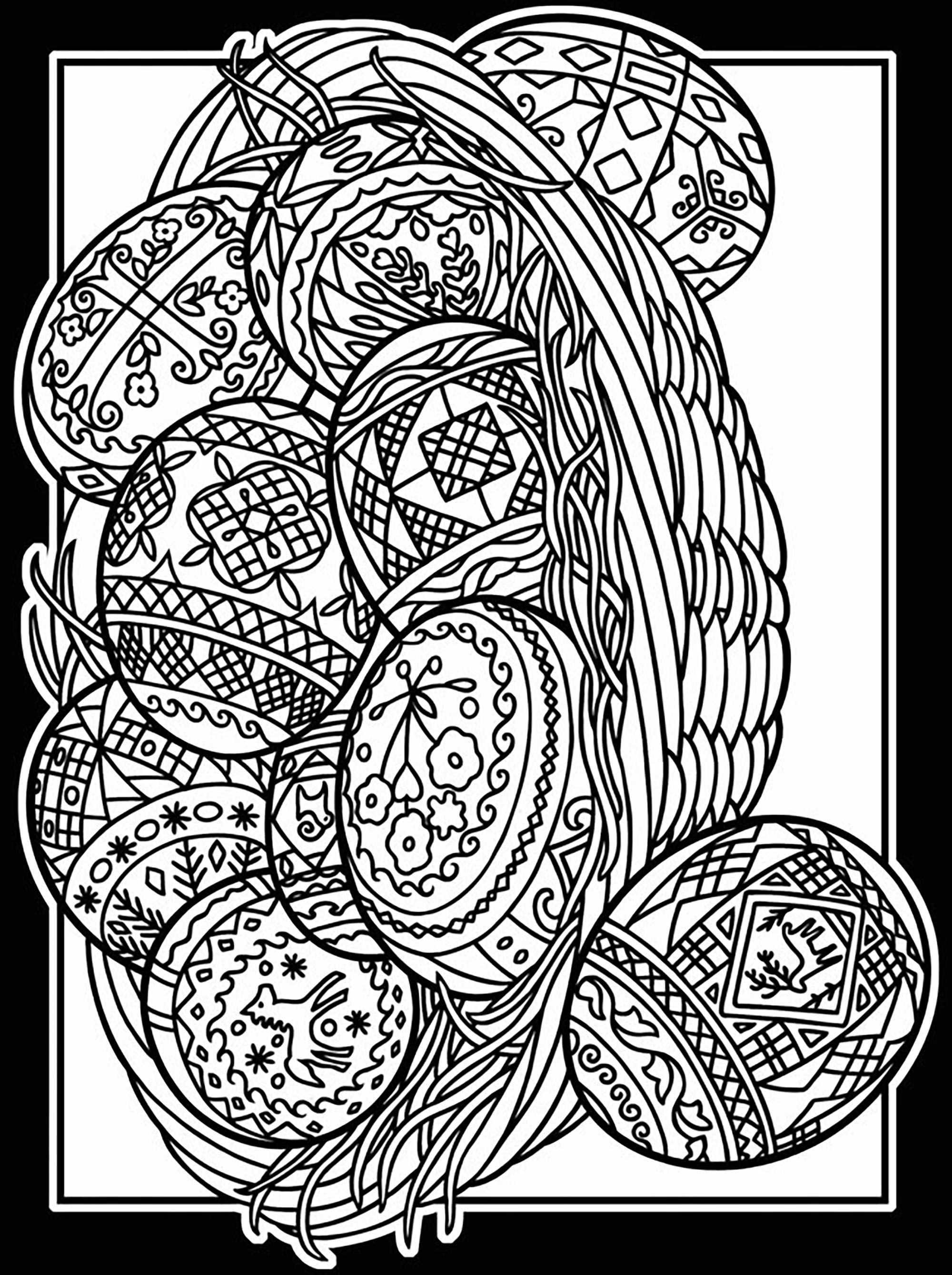 Oeuf de Pâques avec nombreux motifs élégants, Artiste : Dover Publications   Source : doverpublications