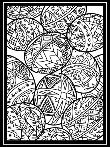 Coloriage oeuf paques avec large bordure 2