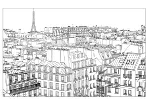 Coloriage de à imprimer pour adultes : Paris