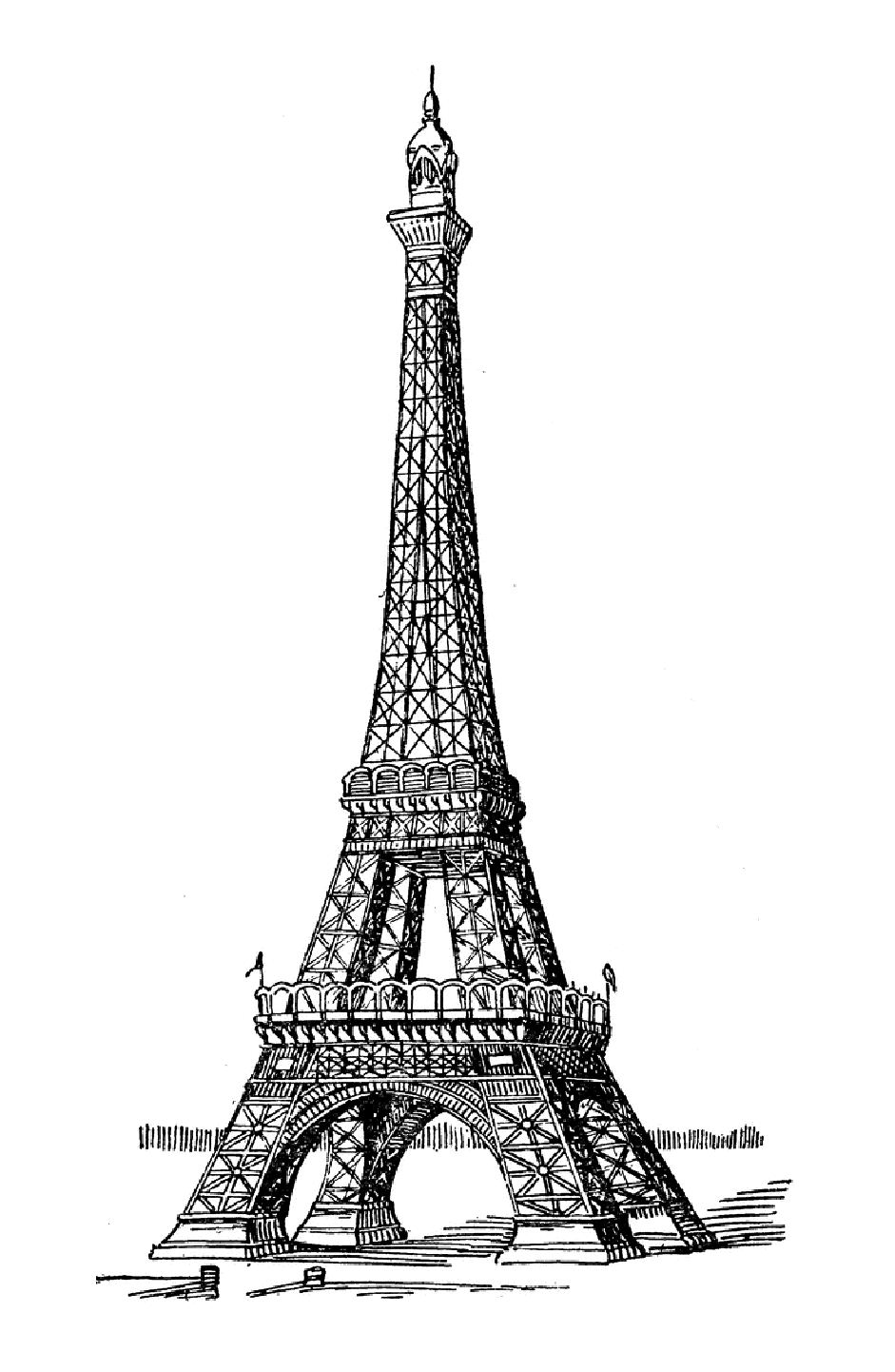 Coloriage de la Tour Eiffel, un dessin très détaillé et réalliste