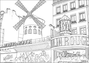 Le Moulin Rouge de Paris (Coloriage)