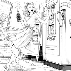 Coloriages de Pin up années 50 à imprimer pour adultes