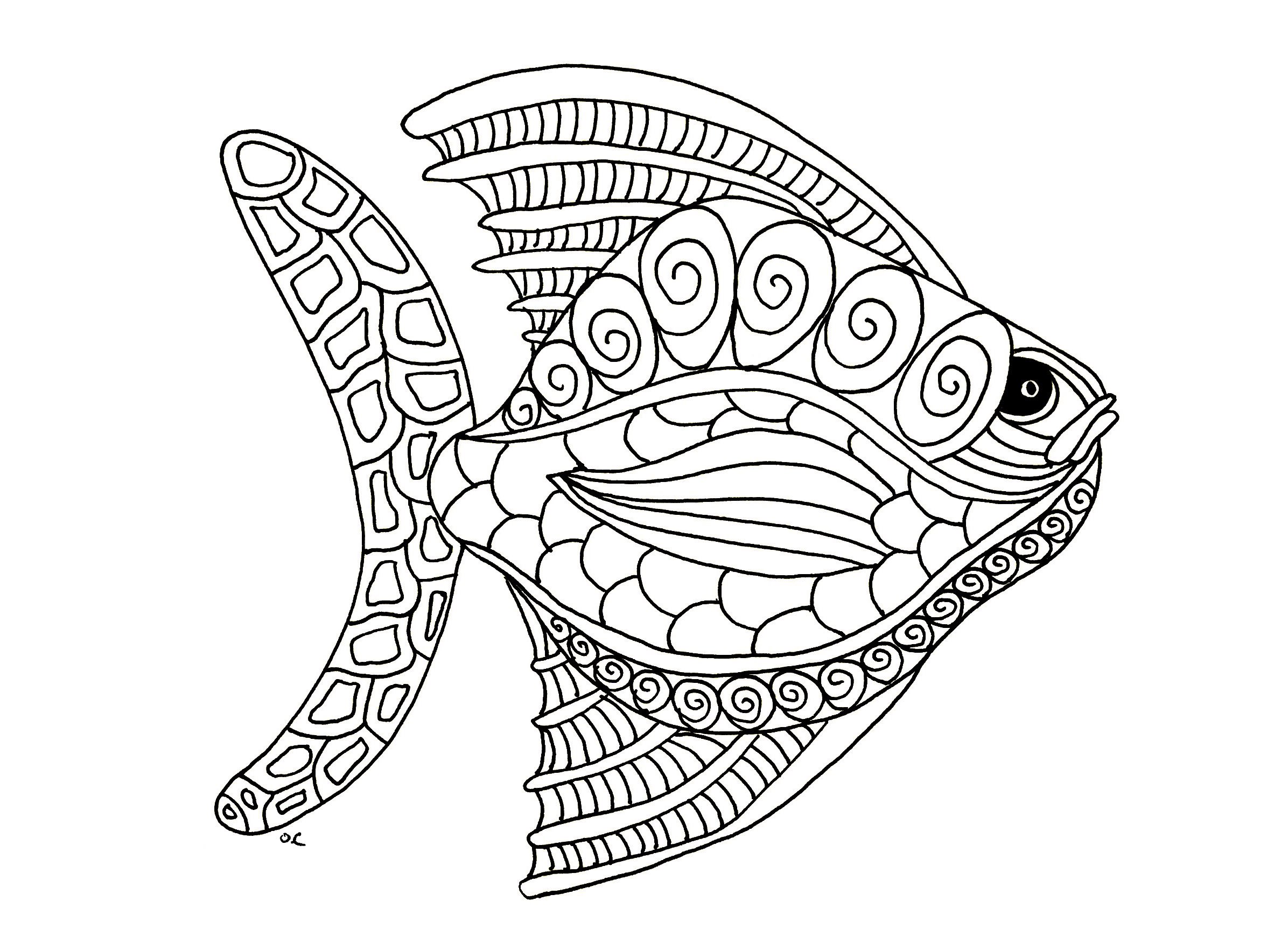 Poisson style Zentangle - étape 1