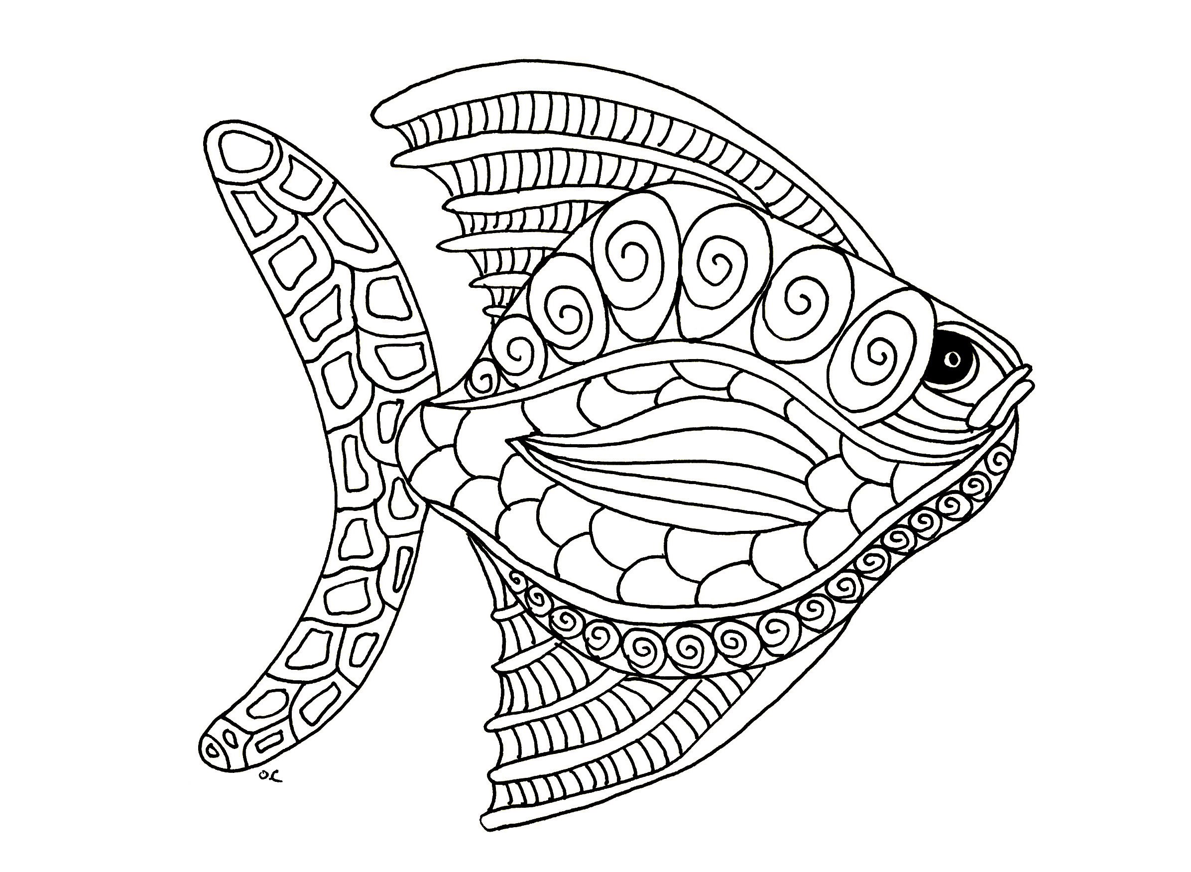 Poisson style Zentangle - étape 1, Artiste : Olivier