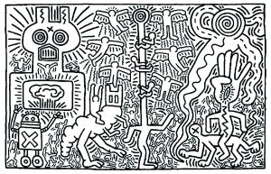 Coloriage de Pop art à imprimer pour adultes : Keith-haring-2