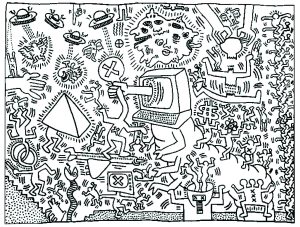 Coloriage de Pop art à imprimer pour adultes : Keith-haring-5