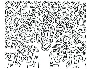 Coloriage de Pop art à imprimer pour adultes : Keith-haring-6