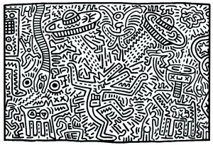 Coloriage adulte keith haring 8