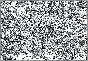 Coloriage de Pop art à imprimer pour adultes : Keith-haring-9
