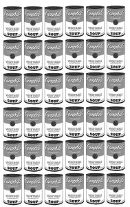 Coloriage de Pop art à imprimer pour adultes : Warhol-soupe-campbell