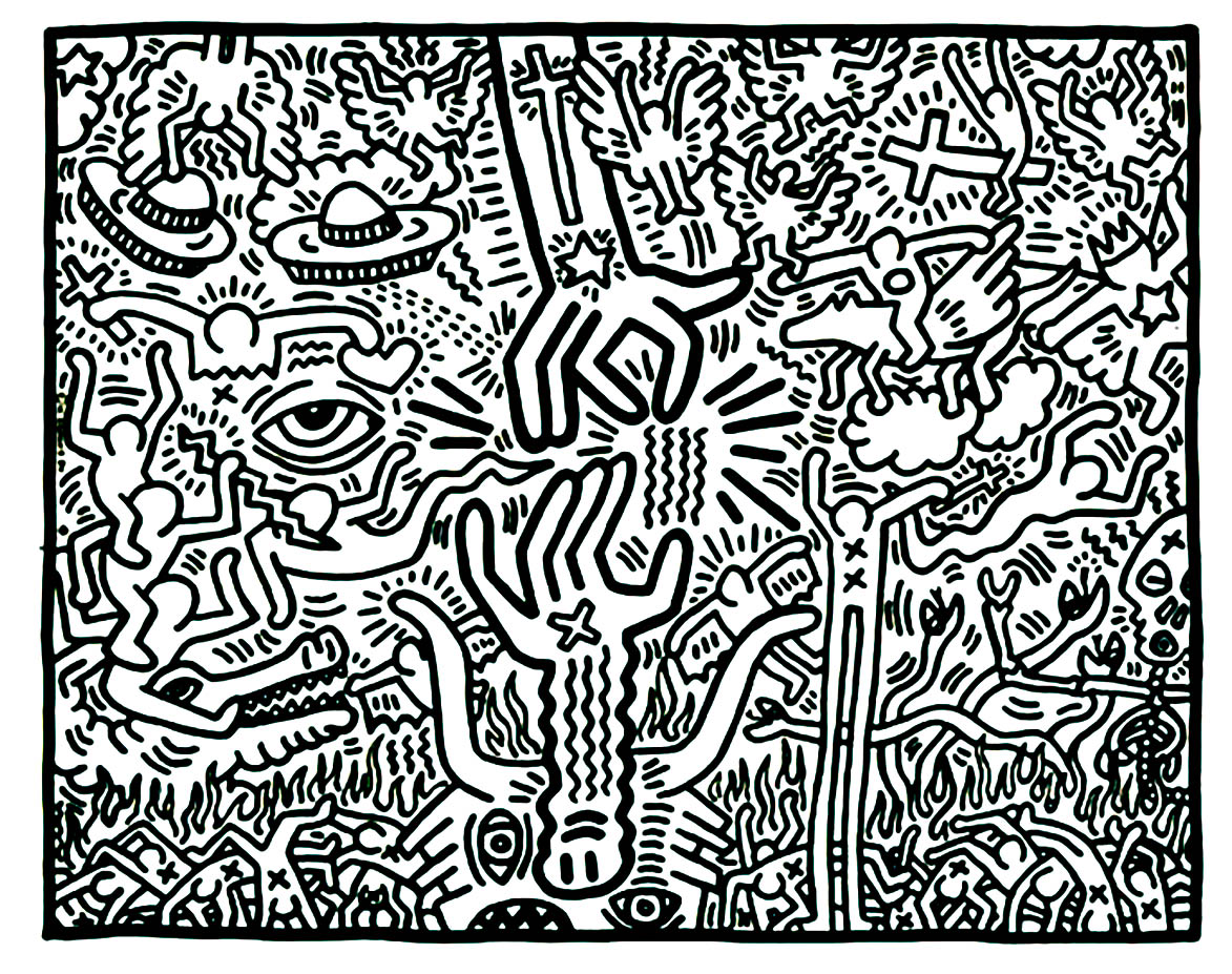 Pop art : Coloriage complexe inspiré par l'univers de Keith Haring Pop art : Coloriage complexe inspiré par l'univers de Keith Haring